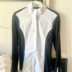Asmar Equestrian Show Shirt XS - Black & White, Zip Front